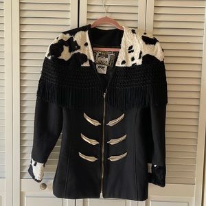 Parasuco Black/White "Cow"  Fringe Lined "Western" Jacket